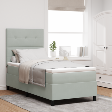 vidaXL Boxspring Ágy Mattal Világosszürke 80x200 cm Bársony ágy és ágykellék