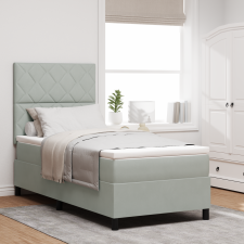 vidaXL Boxspring Ágy Mattal Világosszürke Egyszemélyes Bársony ágy és ágykellék