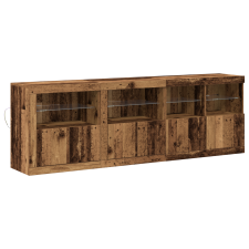 vidaXL büfé LED világítással régies fa 202x37x67 cm Mérnöki fa. (3333112) bútor