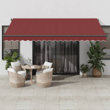 vidaXL burgundi vörös kézzel kihúzható LED-es napellenző 450 x 350 cm kerti bútor