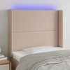vidaXL cappuccino műbőr LED-es fejtámla 93x16x118/128 cm