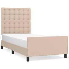 vidaXL cappuccino színű műbőr ágykeret fejtámlával 100x200 cm (3125560) ágy és ágykellék