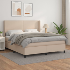 vidaXL cappuccino színű műbőr rugós ágy matraccal 160 x 200 cm ágy és ágykellék