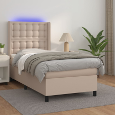 vidaXL cappuccino színű műbőr rugós ágy matraccal és LED-del 100x200cm ágy és ágykellék