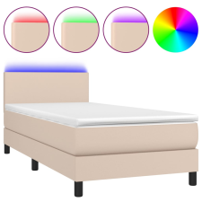 vidaXL cappuccino színű műbőr rugós ágy matraccal és LED-del 100x200cm (3134092) ágy és ágykellék
