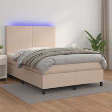 vidaXL cappuccino színű műbőr rugós ágy matraccal és LED-del 140x190cm ágy és ágykellék
