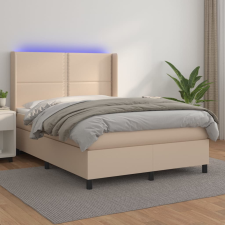 vidaXL cappuccino színű műbőr rugós ágy matraccal és LED-del 140x190cm ágy és ágykellék