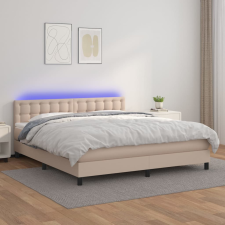 vidaXL cappuccino színű műbőr rugós ágy matraccal és LED-del 180x200cm ágy és ágykellék
