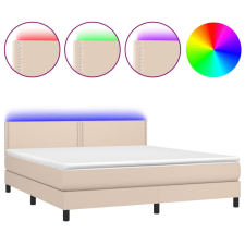 vidaXL cappuccino színű műbőr rugós ágy matraccal és LED-del 180x200cm ágy és ágykellék
