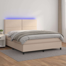 vidaXL cappuccino színű műbőr rugós ágy matraccal és LED-del 180x200cm ágy és ágykellék