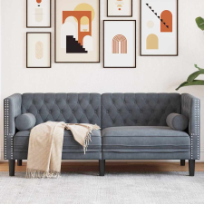 vidaXL Chesterfield kanapé Sötétszürke 174 x 74.5 x 70.5 cm Bársony bútor