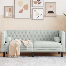 vidaXL Chesterfield kanapé Világosszürke 174 x 74.5 x 70.5 cm Bársony bútor