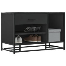 vidaXL Cipőpad Fekete 80x40x53,5 cm Fából és fémből készült pad bútor