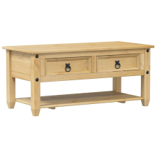 vidaXL Corona tömör fenyőfa dohányzóasztal fiókokkal 100x48x45 cm bútor