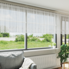 vidaXL Csipkés Függöny függönyökkel Virágos Fehér 400 x 100 cm Poliészter lakástextília