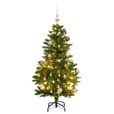 vidaXL csuklópántos műkarácsonyfa 150 LED-del és gömbökkel 120 cm műfenyő