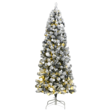 vidaXL csuklópántos műkarácsonyfa 300 LED-del és gömbökkel 210 cm műfenyő