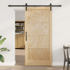 vidaXL Csúszó Ajtó Hardver Készlettel 93x202 cm Tömör Fa Fenyő,  Belső Ajtó nyílászáró