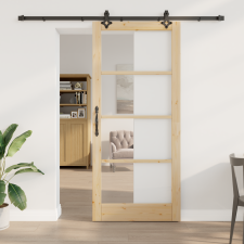 vidaXL Csúszó Ajtó Hardver Készlettel 93x211 cm Tömör Fenyőfából nyílászáró