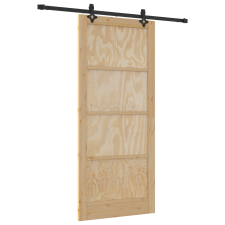 vidaXL Csúszó ajtó szerelési készlettel 93x211 cm Tömör fenyőfa (3333516) nyílászáró