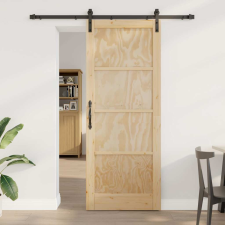 vidaXL Csúszó Ajtó Természetes és fekete 83 x 211 cm nyílászáró