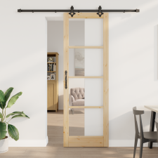vidaXL Csúszóajtó alkatrész készlet 78x232 cm Tömör Fenyő nyílászáró