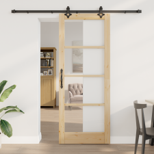 vidaXL Csúszóajtó hardver készlettel 83x211 cm Tömörfenyő nyílászáró