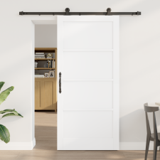 vidaXL Csúszóajtó Hardver Készlettel Fehér 93x202 cm Szilárd Fa Pinto nyílászáró