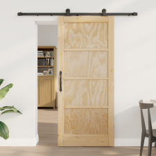 vidaXL csúszóajtó kiegészítő készlettel 86x198,5 cm Tömör fenyőfa nyílászáró