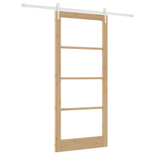 vidaXL Csúszóajtó tartozékokkal 93x211 cm Tömör fa fenyő (3332429) nyílászáró