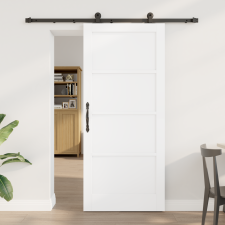 vidaXL csúszóajtó tartozékokkal Fehér 86x198.5 cm Tömör fa fenyő nyílászáró