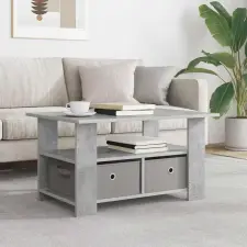  vidaXL Dohányzóasztal fiókkal Beton Szürke 77 x 55 x 42 cm Faanyag bútor