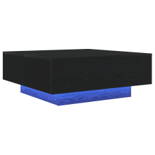 vidaXL Dohányzóasztal LED világítással fekete tölgy 80x80x31 cm (863002) bútor