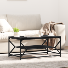vidaXL Dohányzóasztal polccal Fekete tölgy 90x50x40 cm Furnérozott bútor
