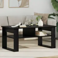  vidaXL Dohányzóasztal tárolóval Fekete tölgy 96 x 54 x 44 cm Faanyag bútor