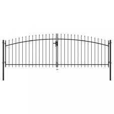 vidaXL Dupla ajtós lándzsahegy tetejű kerítéskapu 400 x 150 cm kerti dekoráció