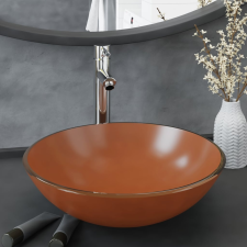 vidaXL edzett üveg mosdókagyló csapteleppel és leeresztőszeleppel szaniter