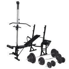 vidaXL edzőpad állvánnyal, egykezes és kétkezes súlyzószettel 120 kg edzőpad