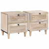 vidaXL Éjjeli asztal fiókkal 2 pcs Bézs 40 x 33 x 46 cm tömör mangófa