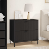 vidaXL Éjjeli asztal fiókkal Fekete 63.5 x 36 x 61 cm Faanyag