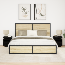 vidaXL Éjjeli Asztal LED Fényekkel 2 db Fekete Tölgy 40x39x48,5 cm bútor