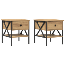 vidaXL Éjjeli asztalok 2 db Kézműves tölgy 40x42x45 cm MDF (871225) bútor