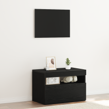 vidaXL Éjjeli Szekrény LED Világítással Fekete Tölgy 60x35x40 cm Műanyag Fa bútor