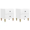 vidaXL Éjjeliszekrény fiókkal 2 pcs Magasfényű Fehér 43 x 34,5 x 48 cm