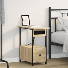 vidaXL Éjjeliszekrény fiókkal sonoma tölgy 60 x 30 x 61 cm Faanyag bútor