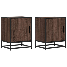 vidaXL éjjeliszekrények 2 db barna tölgy 40x31x50 cm műfából és fémből (848718) bútor
