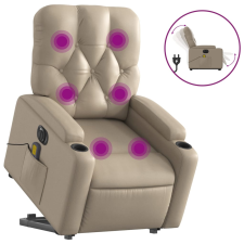 vidaXL elektromos cappuccino műbőr felállást segítő masszázsfotel (3204799) masszázsfotel