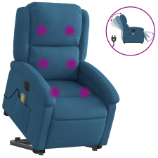 vidaXL elektromos felállást segítő kék bársony dönthető masszázsfotel (3204343) masszázsfotel