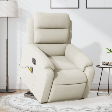 vidaXL elektromos felállást segítő krémszínű bársony masszázsfotel masszázsfotel