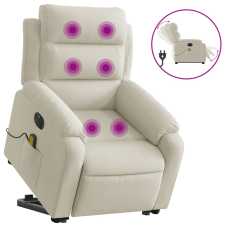 vidaXL elektromos felállást segítő krémszínű bársony masszázsfotel (3205134) masszázsfotel